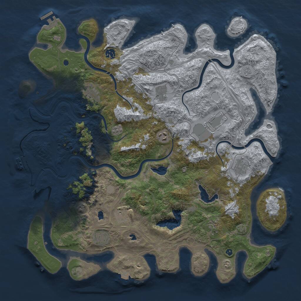 Rust Map: Procedural Map, Size: 4500, Seed: 87871333, 16 Monuments