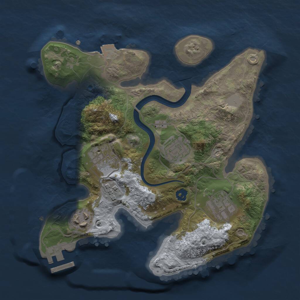 Rust Map: Procedural Map, Size: 2500, Seed: 873191168, 7 Monuments