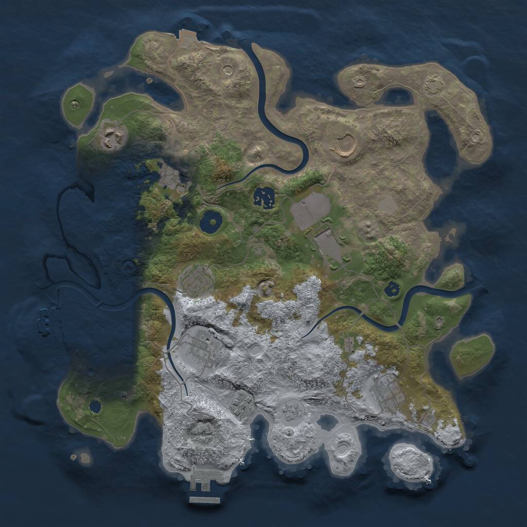 Rust Map: Procedural Map, Size: 3500, Seed: 208029, 15 Monuments