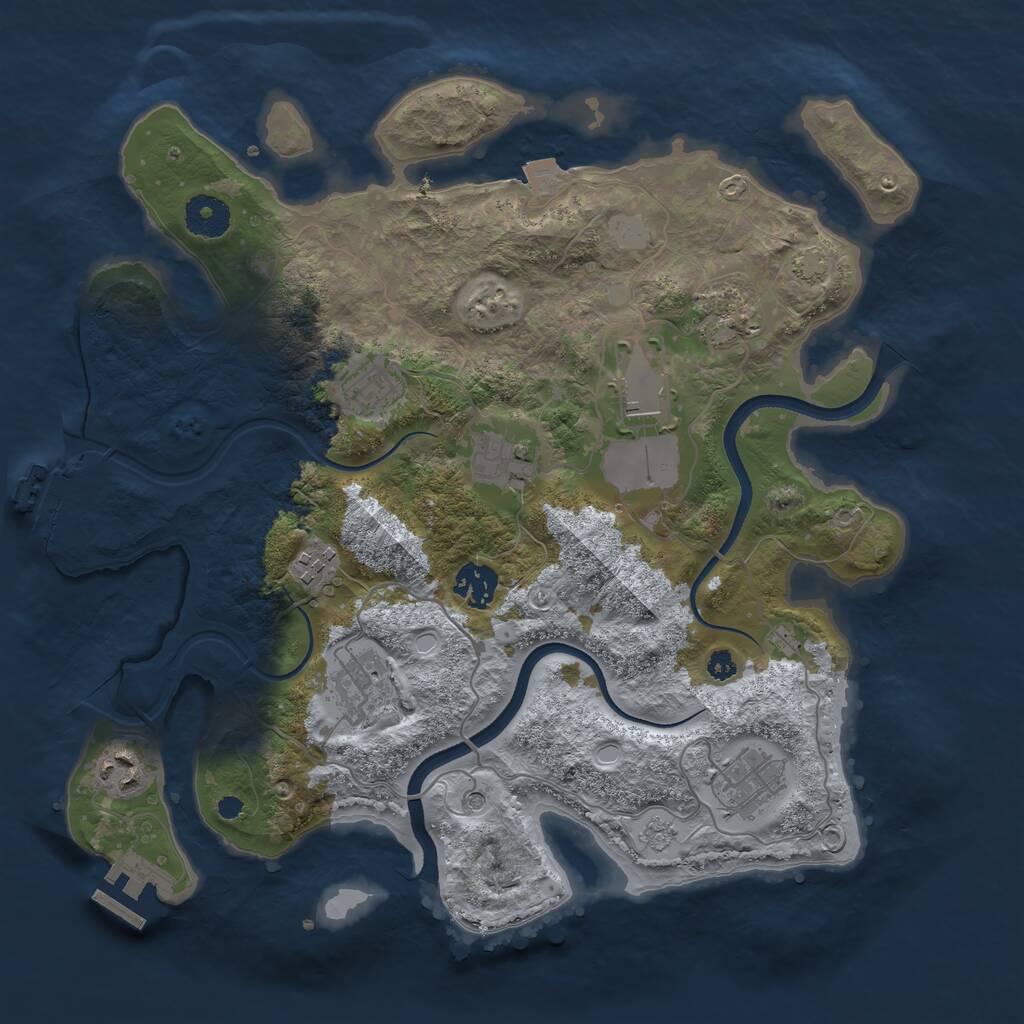 Rust Map: Procedural Map, Size: 3500, Seed: 397334679, 15 Monuments