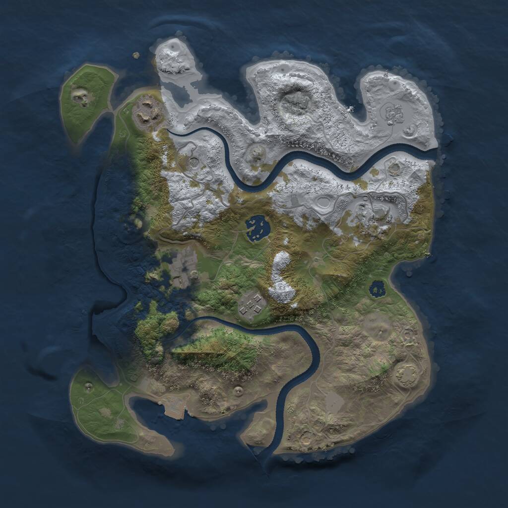 Rust Map: Procedural Map, Size: 3000, Seed: 43548, 9 Monuments