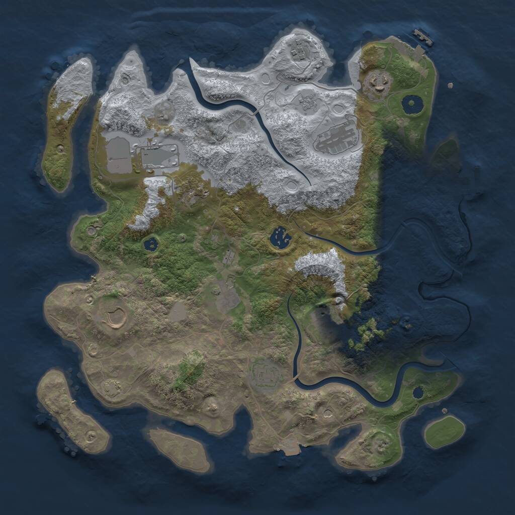 Rust Map: Procedural Map, Size: 3750, Seed: 906279, 16 Monuments