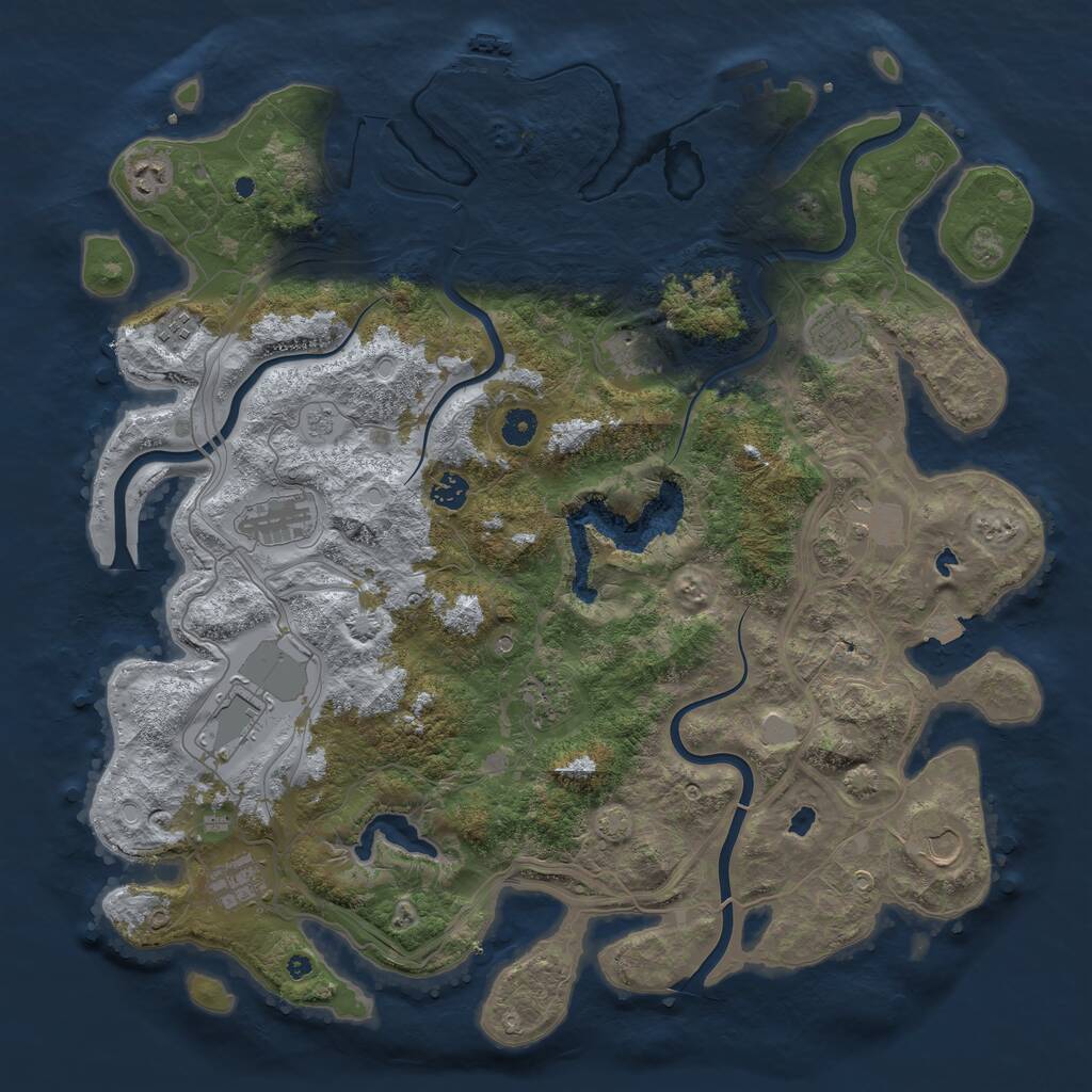 Rust Map: Procedural Map, Size: 4500, Seed: 698736, 17 Monuments
