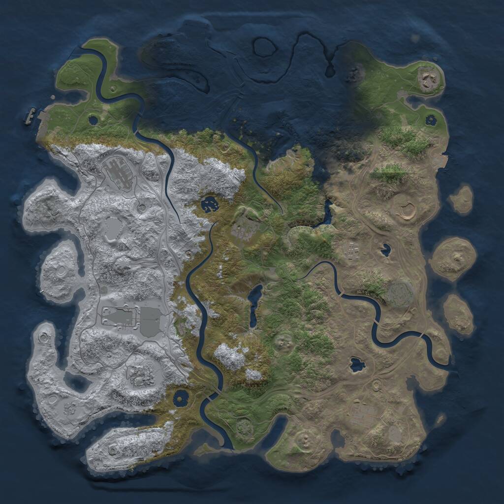 Rust Map: Procedural Map, Size: 4500, Seed: 413302, 16 Monuments