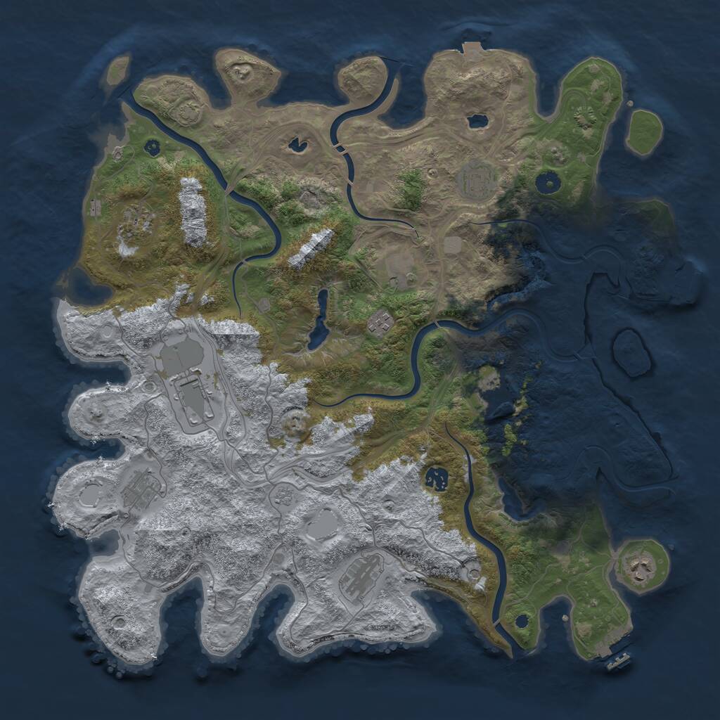 Rust Map: Procedural Map, Size: 4500, Seed: 349039, 16 Monuments
