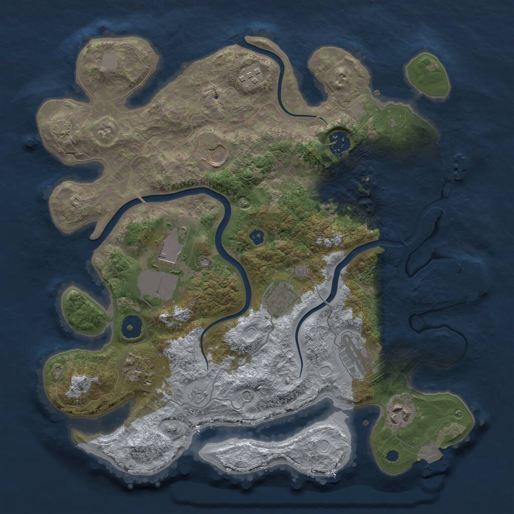 Rust Map: Procedural Map, Size: 3500, Seed: 24587362, 14 Monuments
