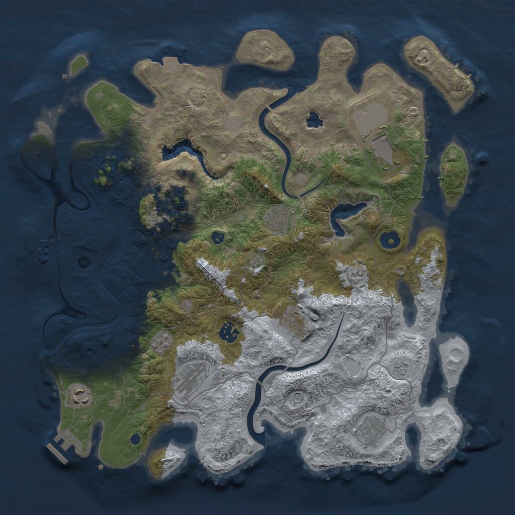 Rust Map: Procedural Map, Size: 4000, Seed: 595713, 15 Monuments