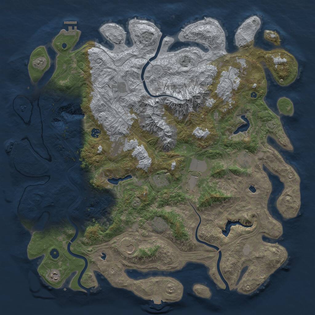 Rust Map: Procedural Map, Size: 5000, Seed: 469348, 17 Monuments