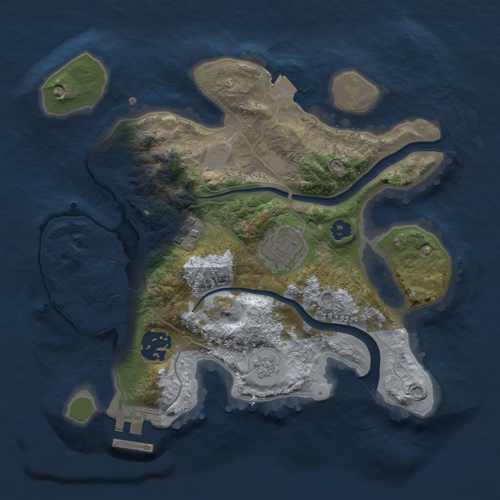 Rust Map: Procedural Map, Size: 2500, Seed: 610753, 6 Monuments