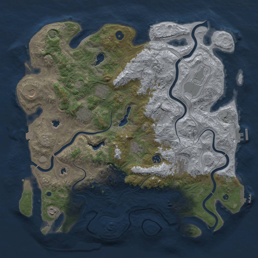 Rust Map: Procedural Map, Size: 4500, Seed: 53171, 17 Monuments