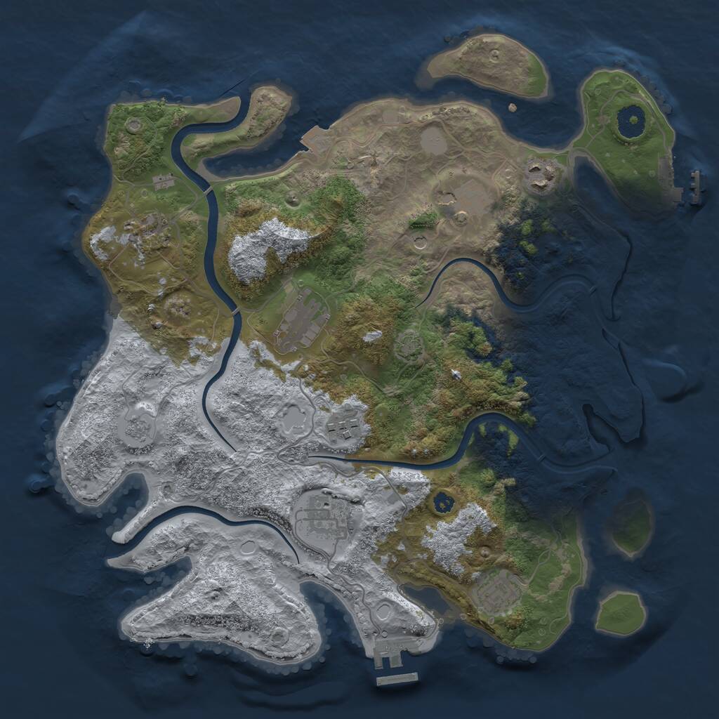 Rust Map: Procedural Map, Size: 3500, Seed: 759647, 13 Monuments