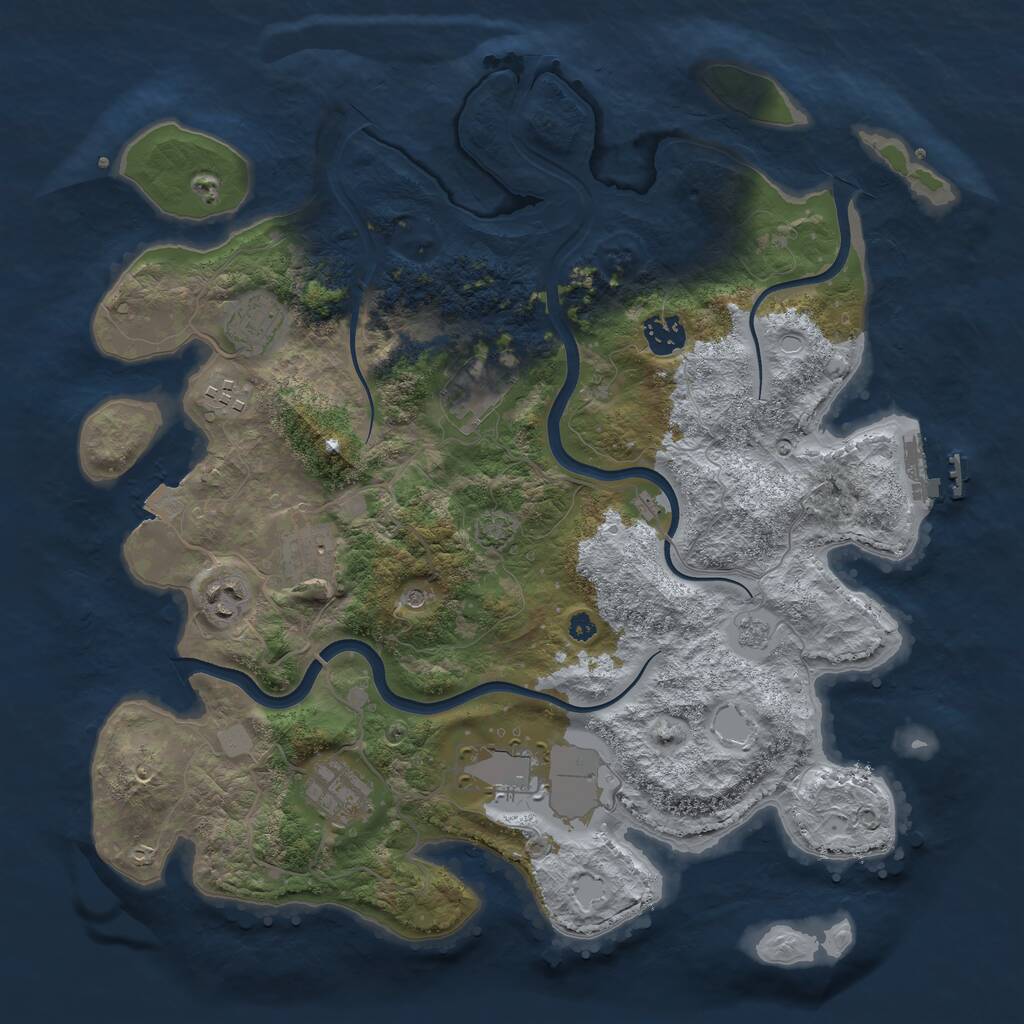 Rust Map: Procedural Map, Size: 3750, Seed: 161389, 13 Monuments