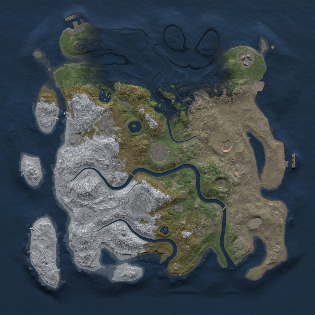 Rust Map: Procedural Map, Size: 3700, Seed: 66885593, 14 Monuments