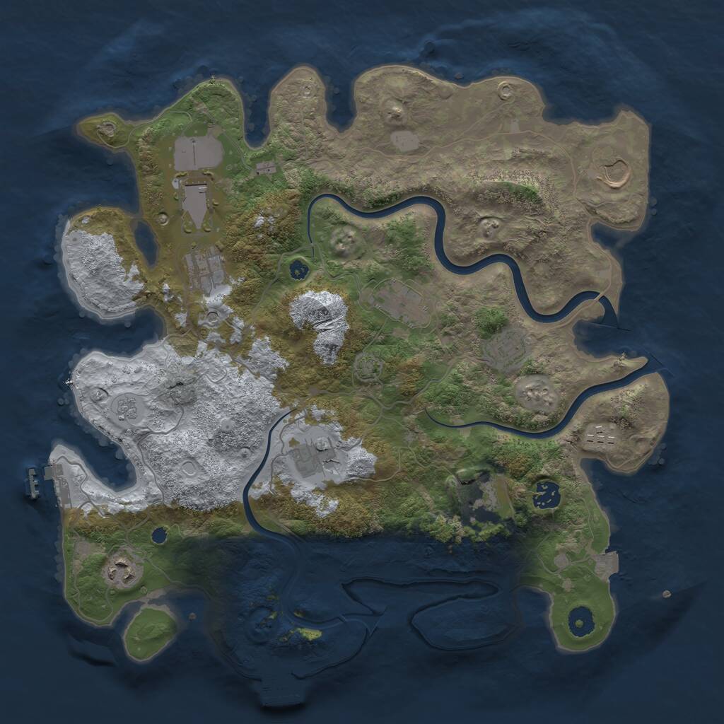 Rust Map: Procedural Map, Size: 3850, Seed: 529280, 16 Monuments