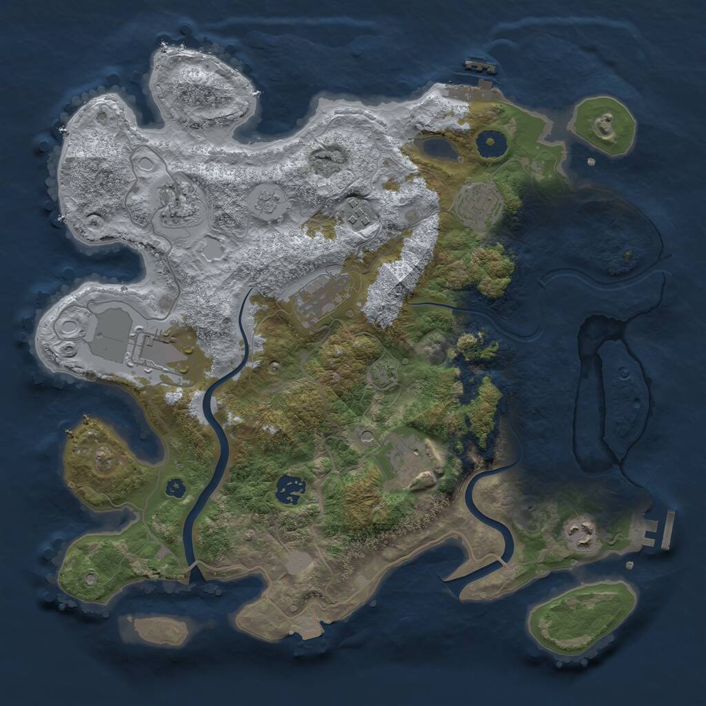 Rust Map: Procedural Map, Size: 3600, Seed: 837853793, 14 Monuments