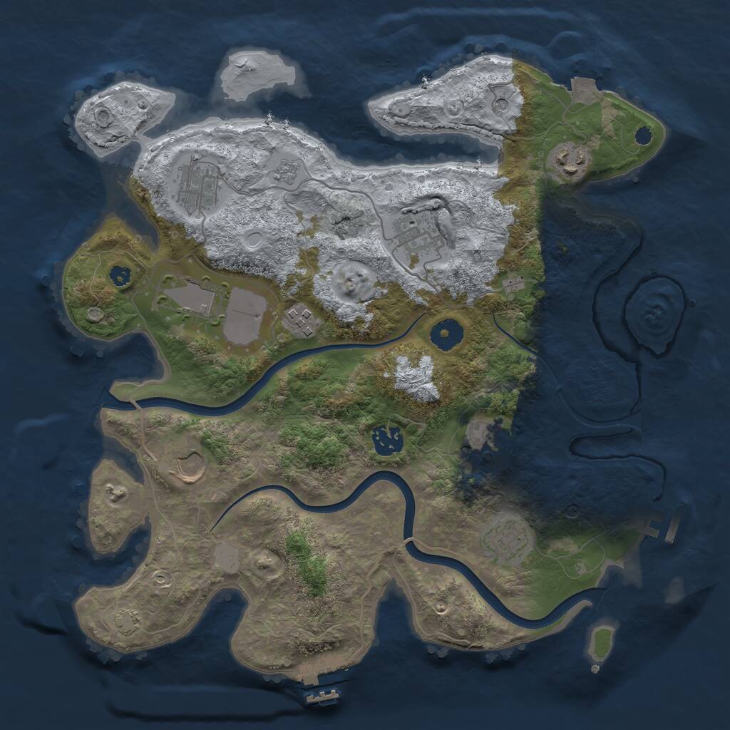 Rust Map: Procedural Map, Size: 3500, Seed: 1655610359, 15 Monuments