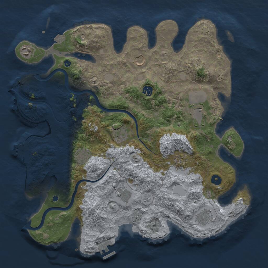 Rust Map: Procedural Map, Size: 3900, Seed: 22985, 16 Monuments