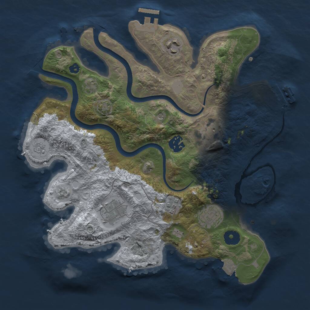 Rust Map: Procedural Map, Size: 3000, Seed: 2048273113, 12 Monuments