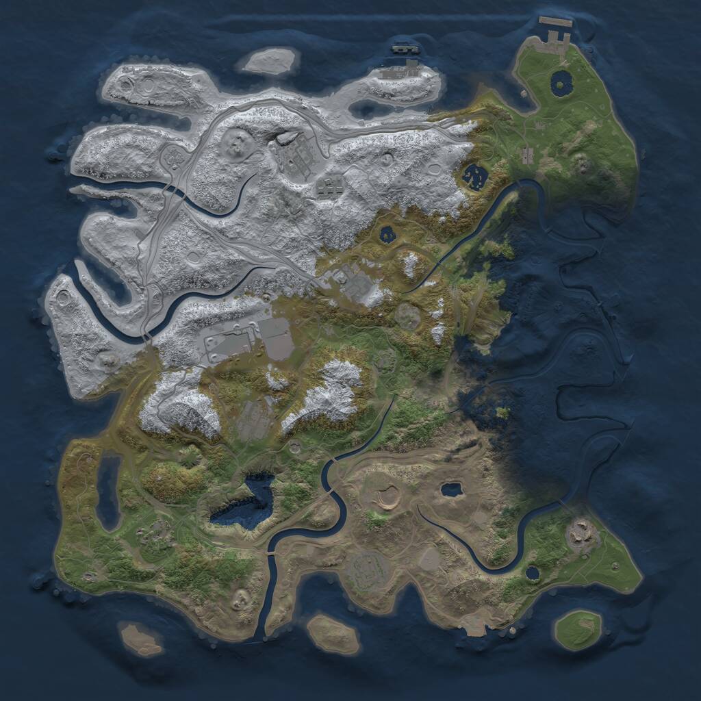 Rust Map: Procedural Map, Size: 4250, Seed: 875932101, 16 Monuments