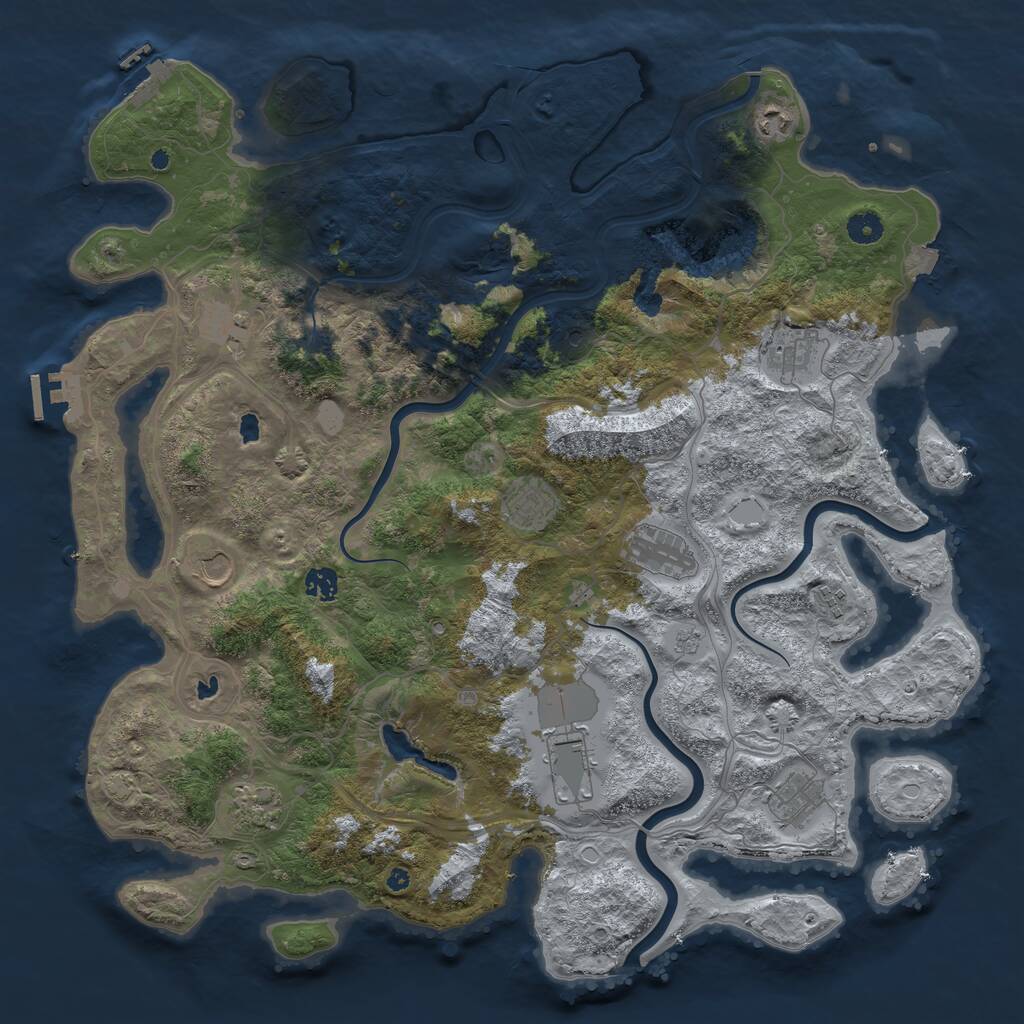 Rust Map: Procedural Map, Size: 4500, Seed: 826330237, 17 Monuments