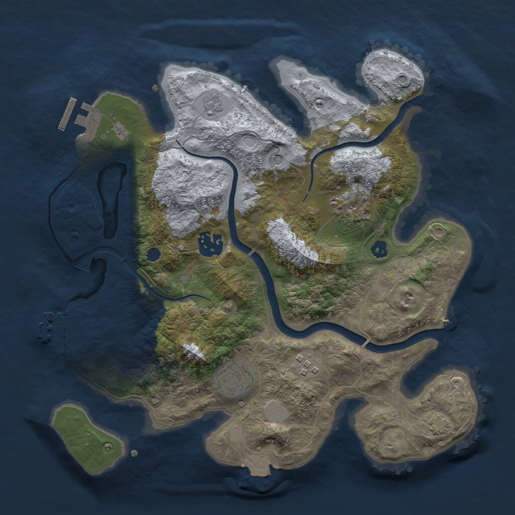 Rust Map: Procedural Map, Size: 3000, Seed: 93197, 10 Monuments