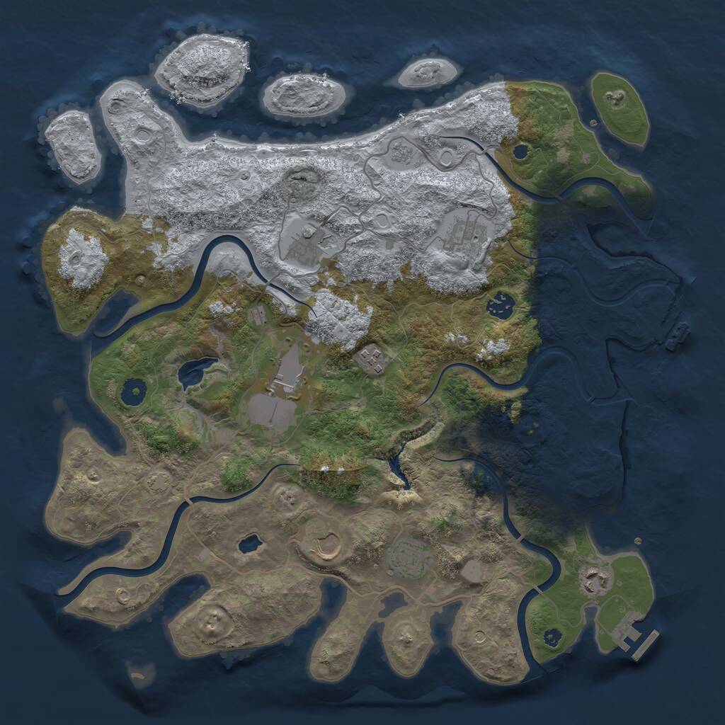Rust Map: Procedural Map, Size: 4050, Seed: 1841455255, 14 Monuments