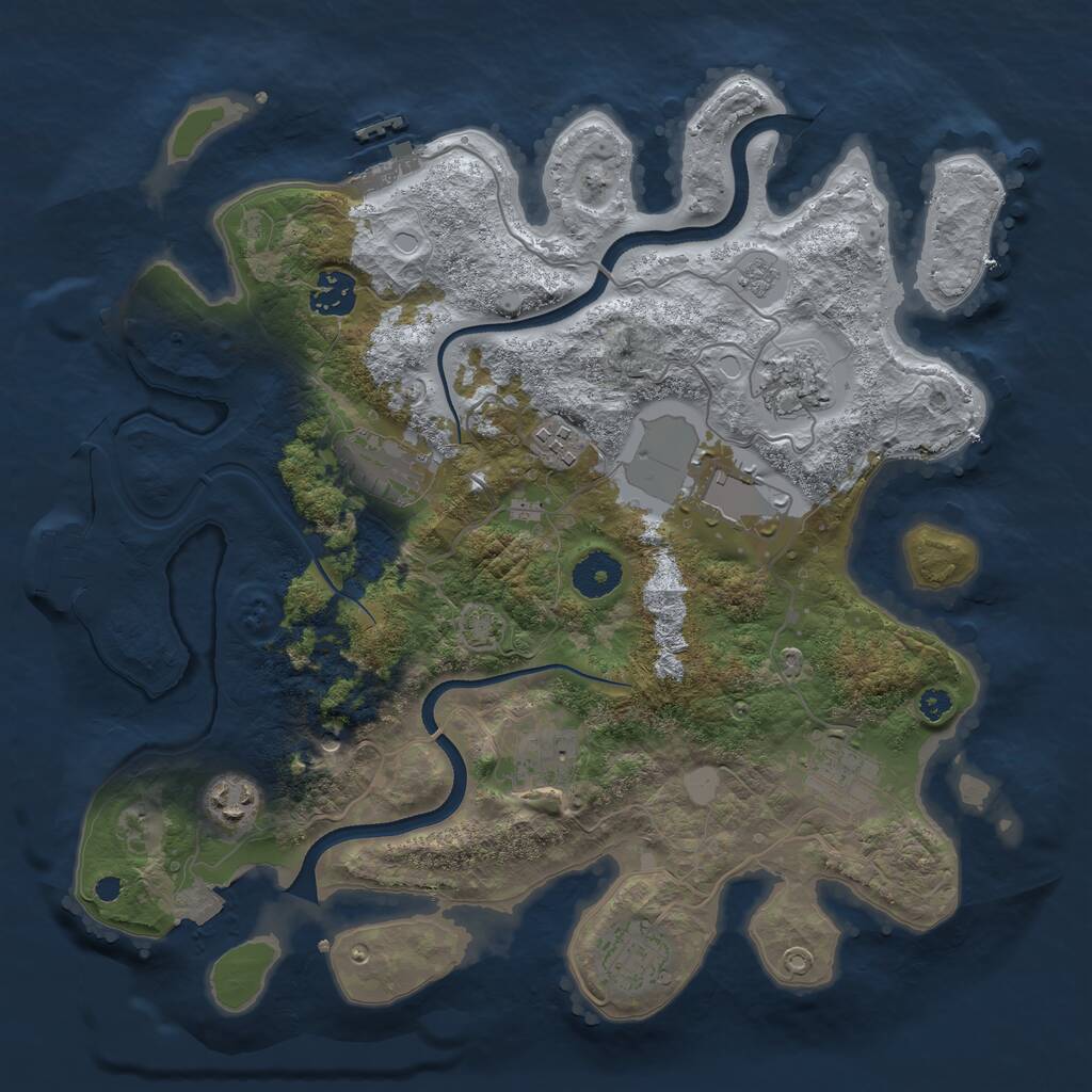 Rust Map: Procedural Map, Size: 3500, Seed: 814991859, 15 Monuments