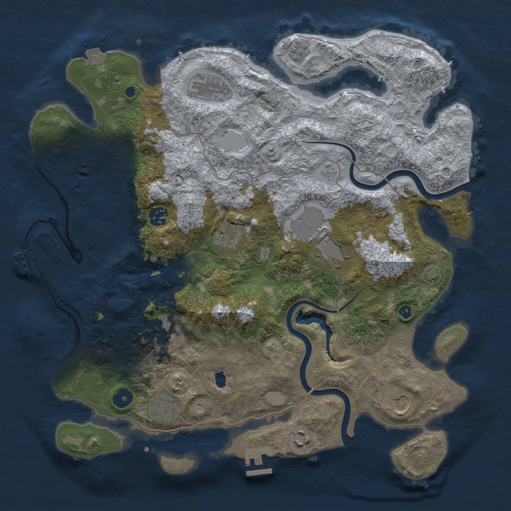 Rust Map: Procedural Map, Size: 4000, Seed: 347851, 15 Monuments