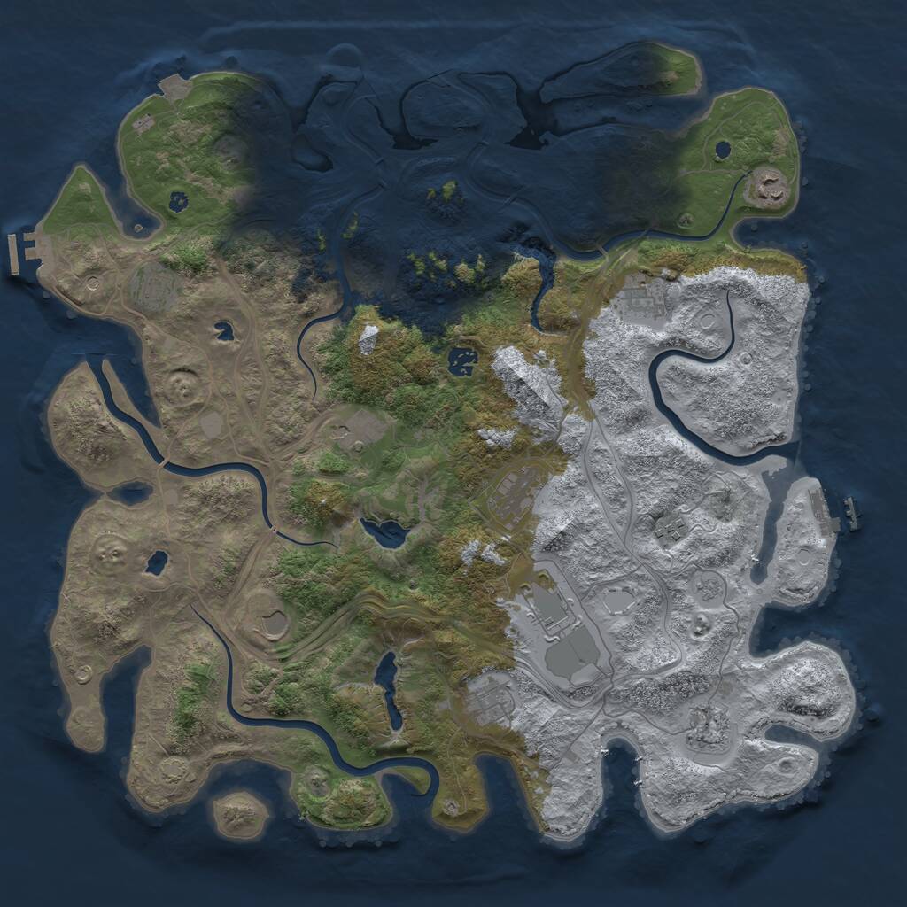 Rust Map: Procedural Map, Size: 4500, Seed: 1409248163, 17 Monuments