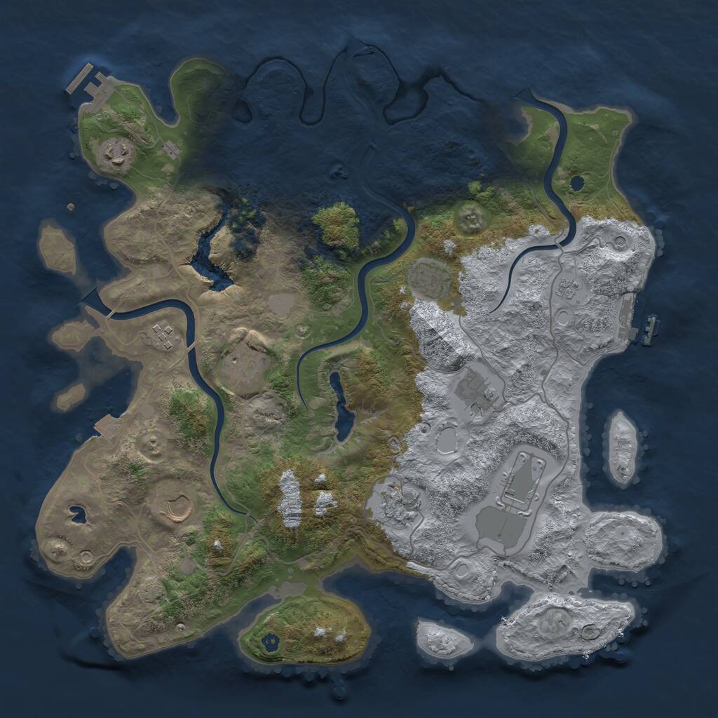 Rust Map: Procedural Map, Size: 4000, Seed: 207009733, 14 Monuments