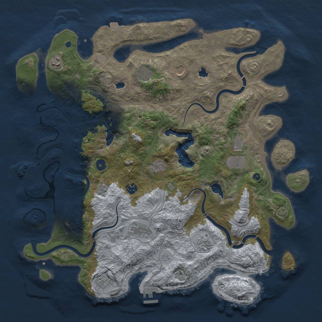 Rust Map: Procedural Map, Size: 4500, Seed: 403923, 16 Monuments
