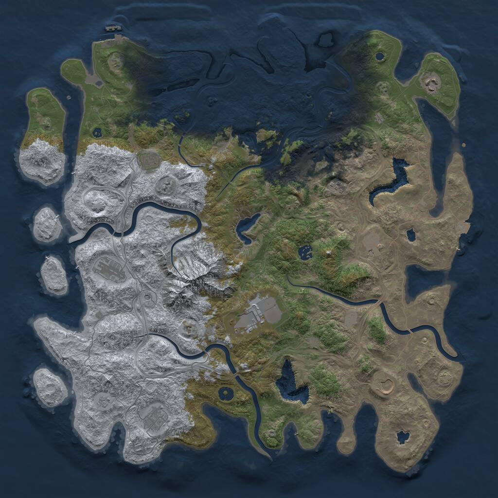 Rust Map: Procedural Map, Size: 5000, Seed: 496001, 16 Monuments