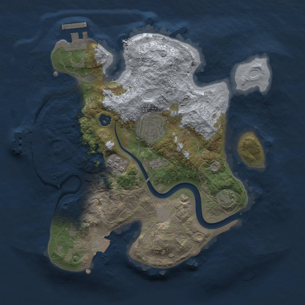 Rust Map: Procedural Map, Size: 2500, Seed: 2212700, 6 Monuments