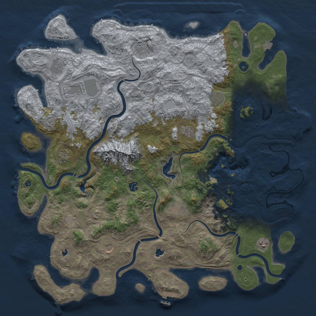 Rust Map: Procedural Map, Size: 5000, Seed: 469567, 17 Monuments
