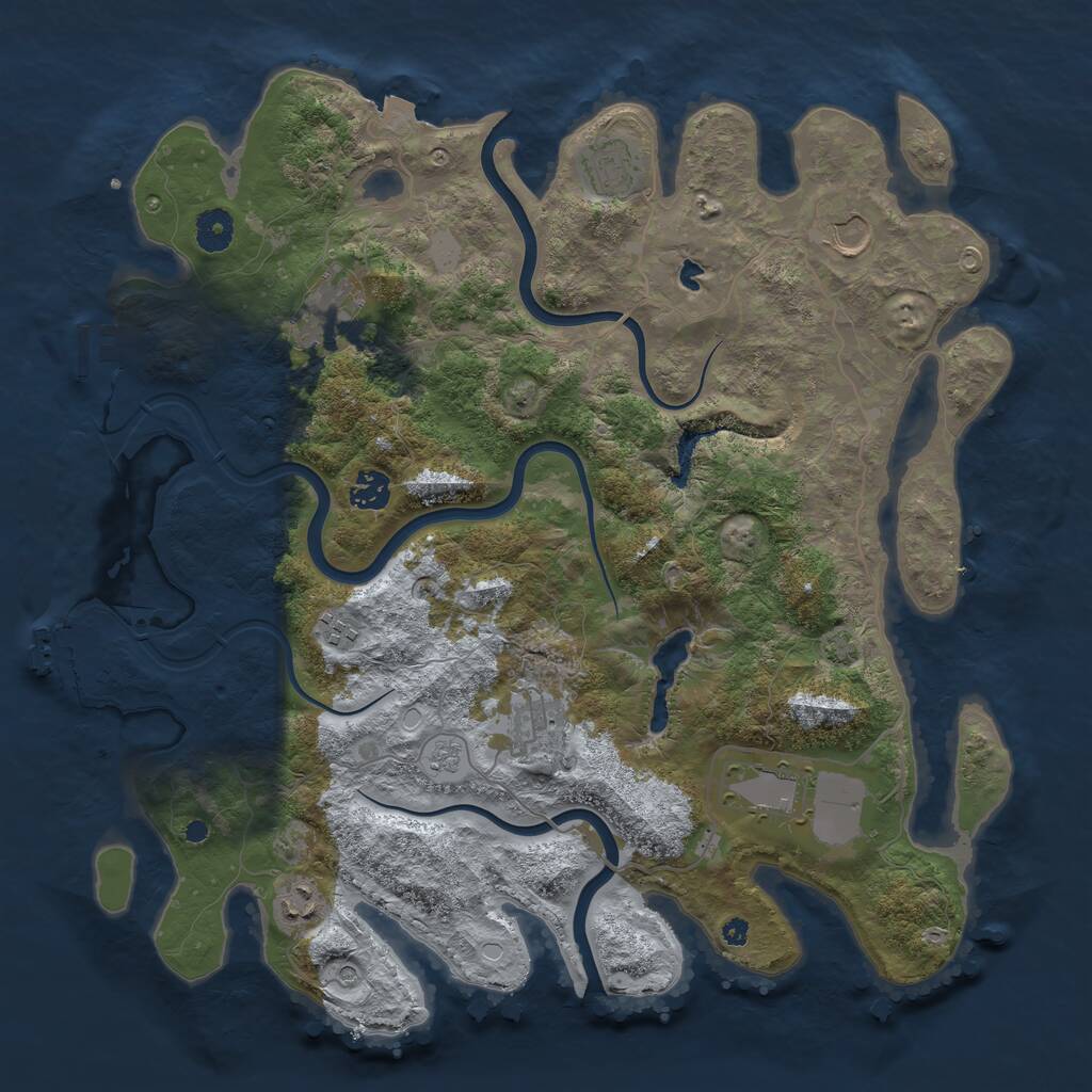 Rust Map: Procedural Map, Size: 4000, Seed: 2509, 14 Monuments