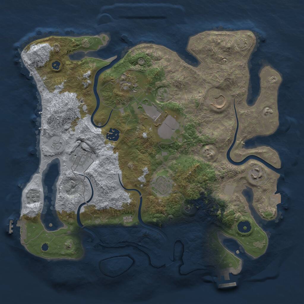 Rust Map: Procedural Map, Size: 3500, Seed: 729409, 14 Monuments
