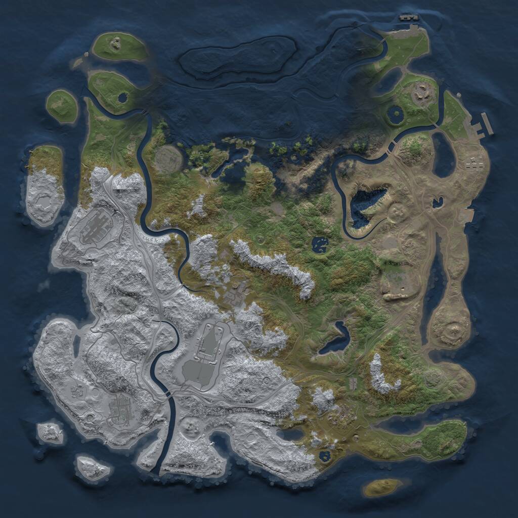 Rust Map: Procedural Map, Size: 4500, Seed: 397588, 16 Monuments