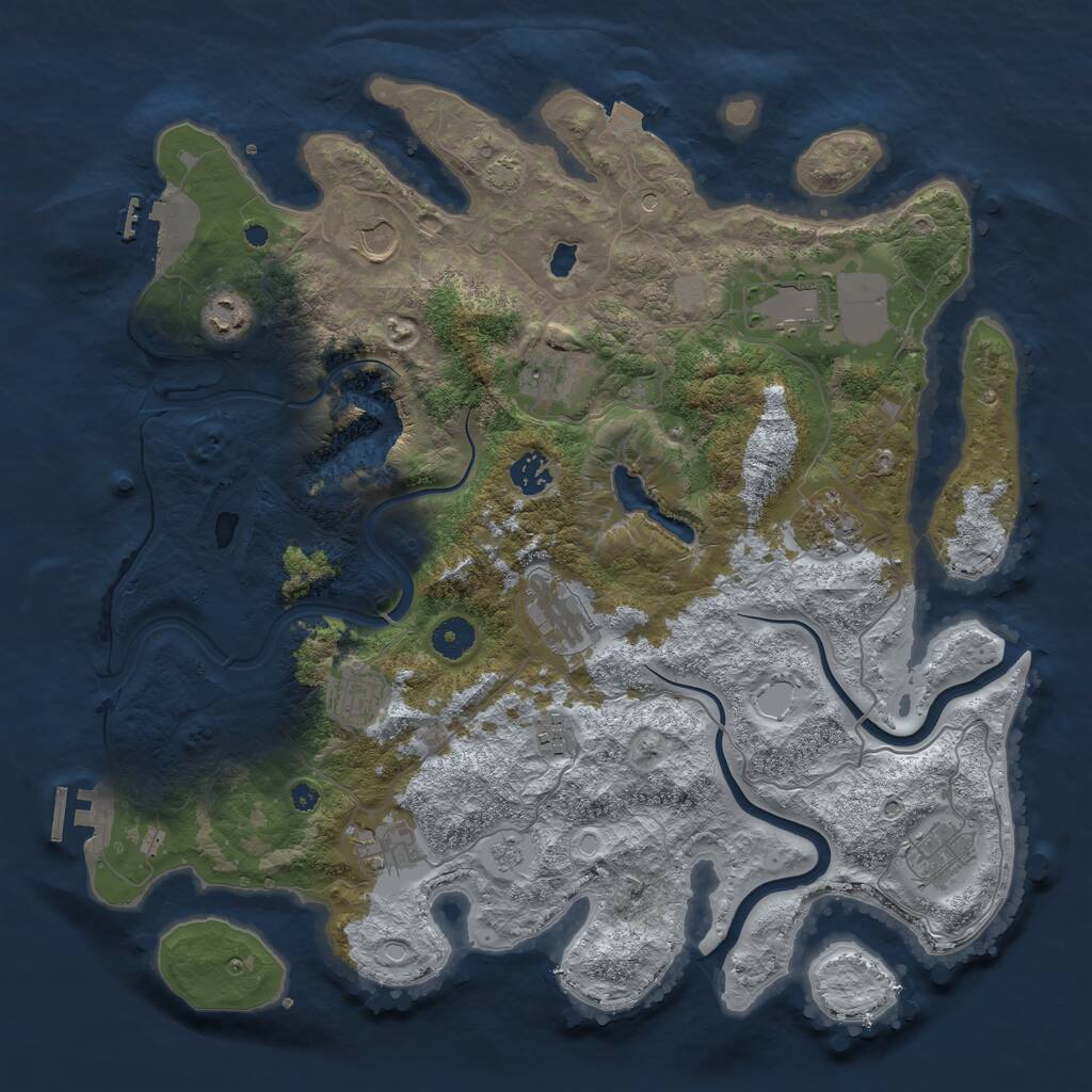Rust Map: Procedural Map, Size: 4000, Seed: 101035, 17 Monuments