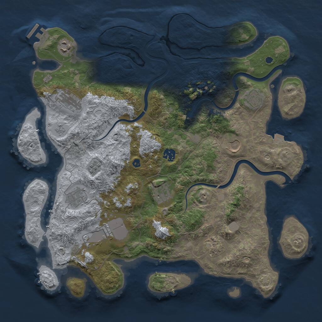 Rust Map: Procedural Map, Size: 3850, Seed: 253082, 15 Monuments