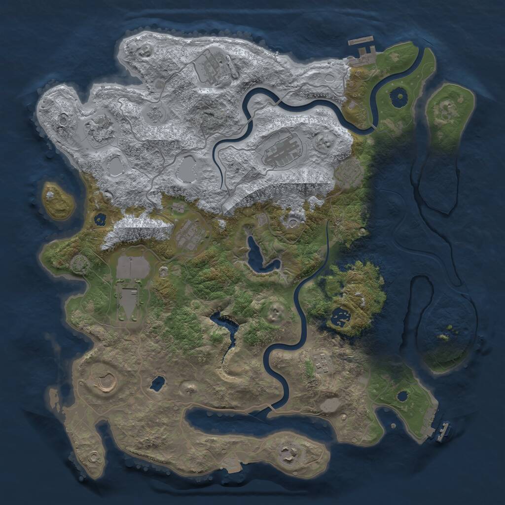 Rust Map: Procedural Map, Size: 4000, Seed: 496888284, 16 Monuments