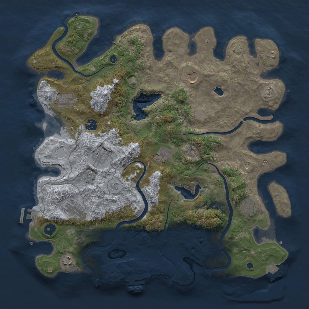 Rust Map: Procedural Map, Size: 4000, Seed: 720050, 15 Monuments