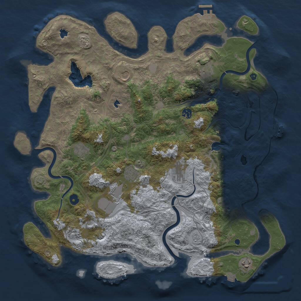 Rust Map: Procedural Map, Size: 4500, Seed: 851992, 16 Monuments
