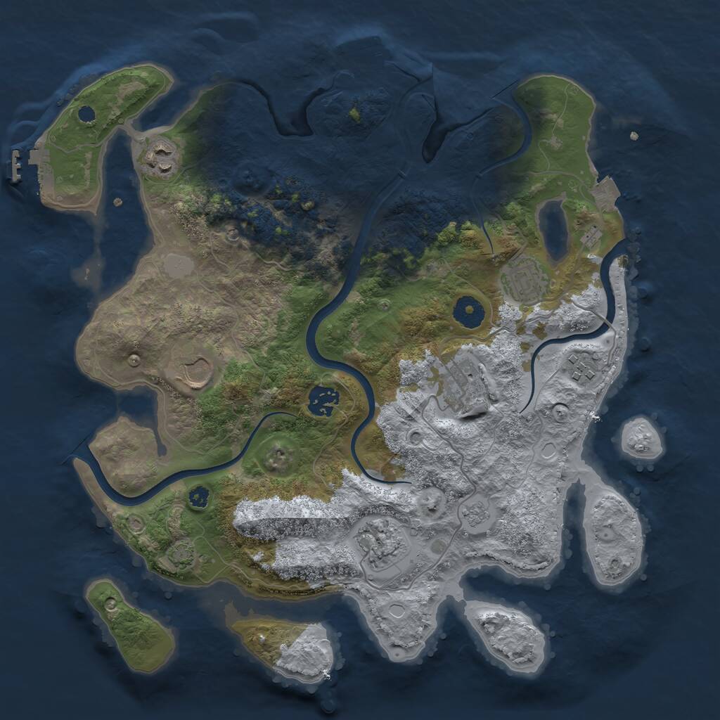 Rust Map: Procedural Map, Size: 3500, Seed: 972346, 13 Monuments