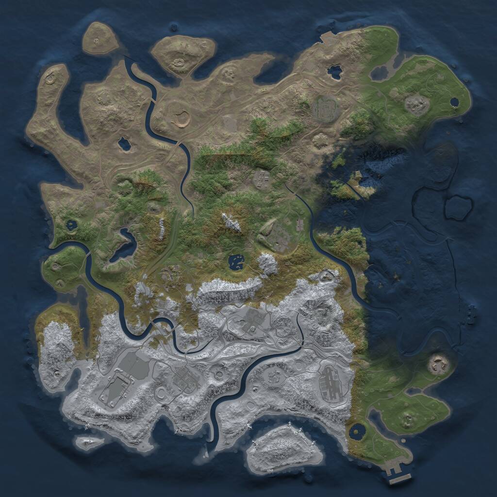 Rust Map: Procedural Map, Size: 4500, Seed: 460539, 17 Monuments
