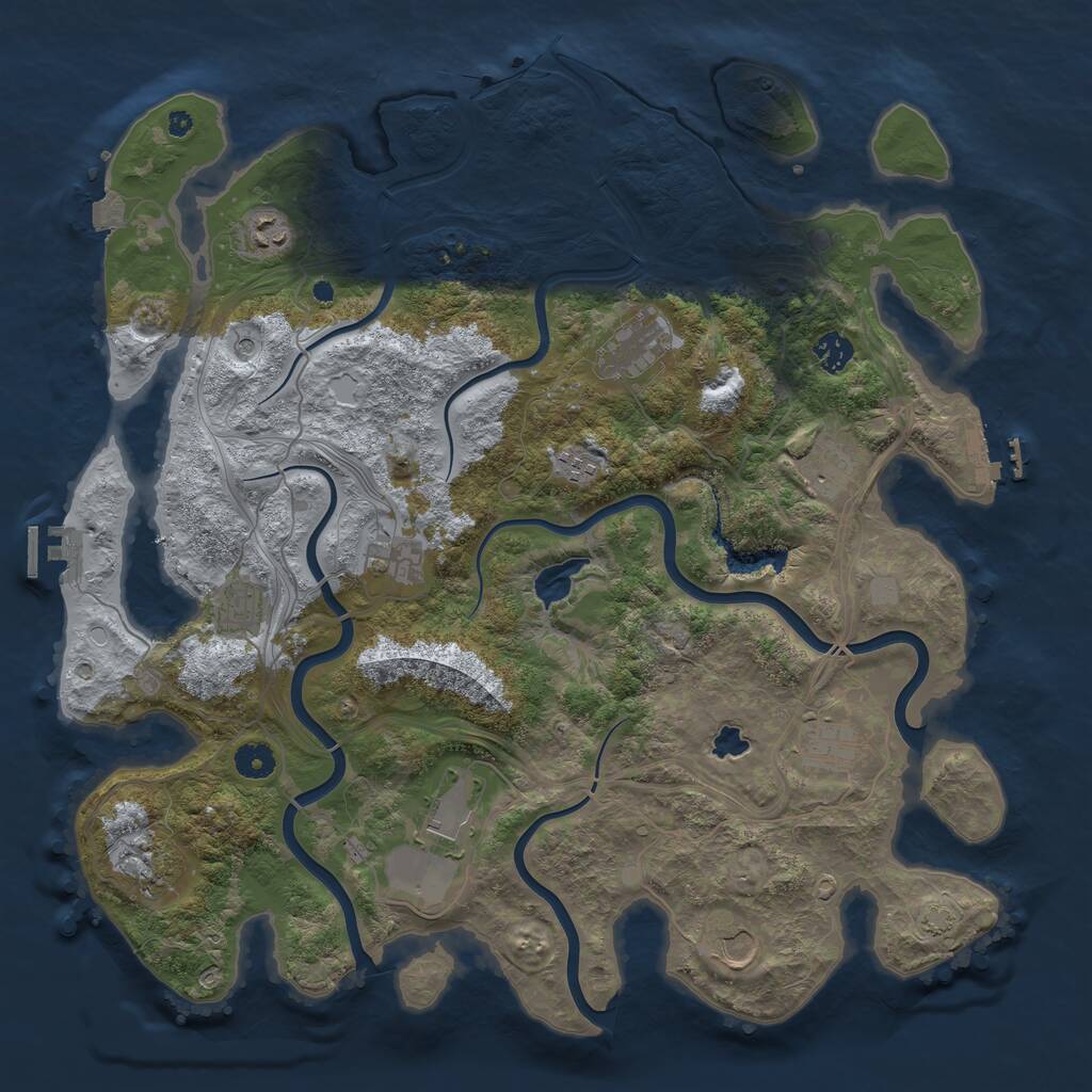 Rust Map: Procedural Map, Size: 4250, Seed: 966835556, 16 Monuments