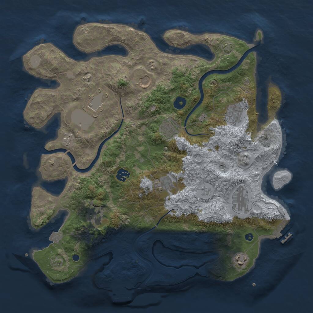 Rust Map: Procedural Map, Size: 3750, Seed: 736577, 16 Monuments