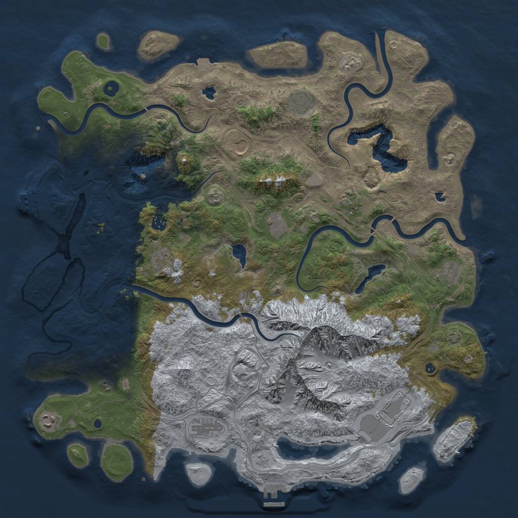 Rust Map: Procedural Map, Size: 5000, Seed: 627770, 17 Monuments