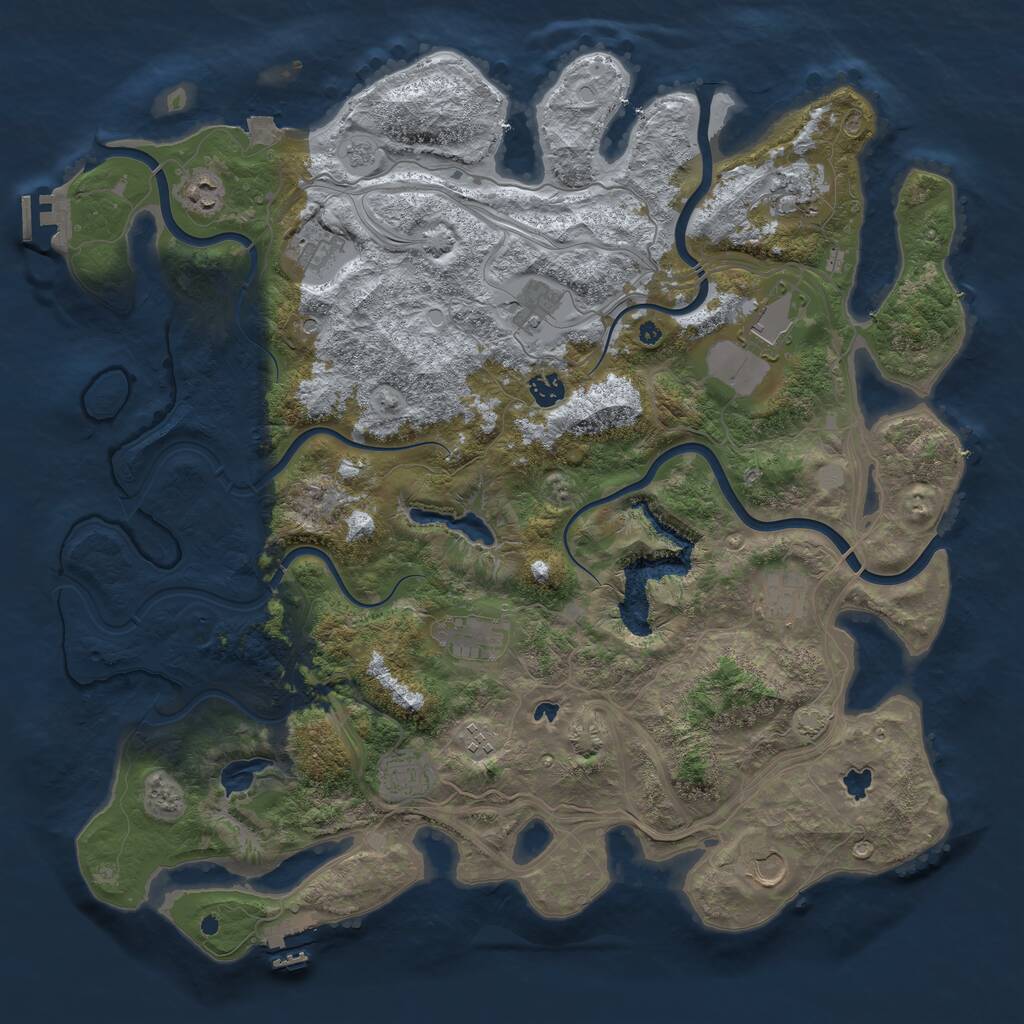 Rust Map: Procedural Map, Size: 4500, Seed: 283691213, 17 Monuments