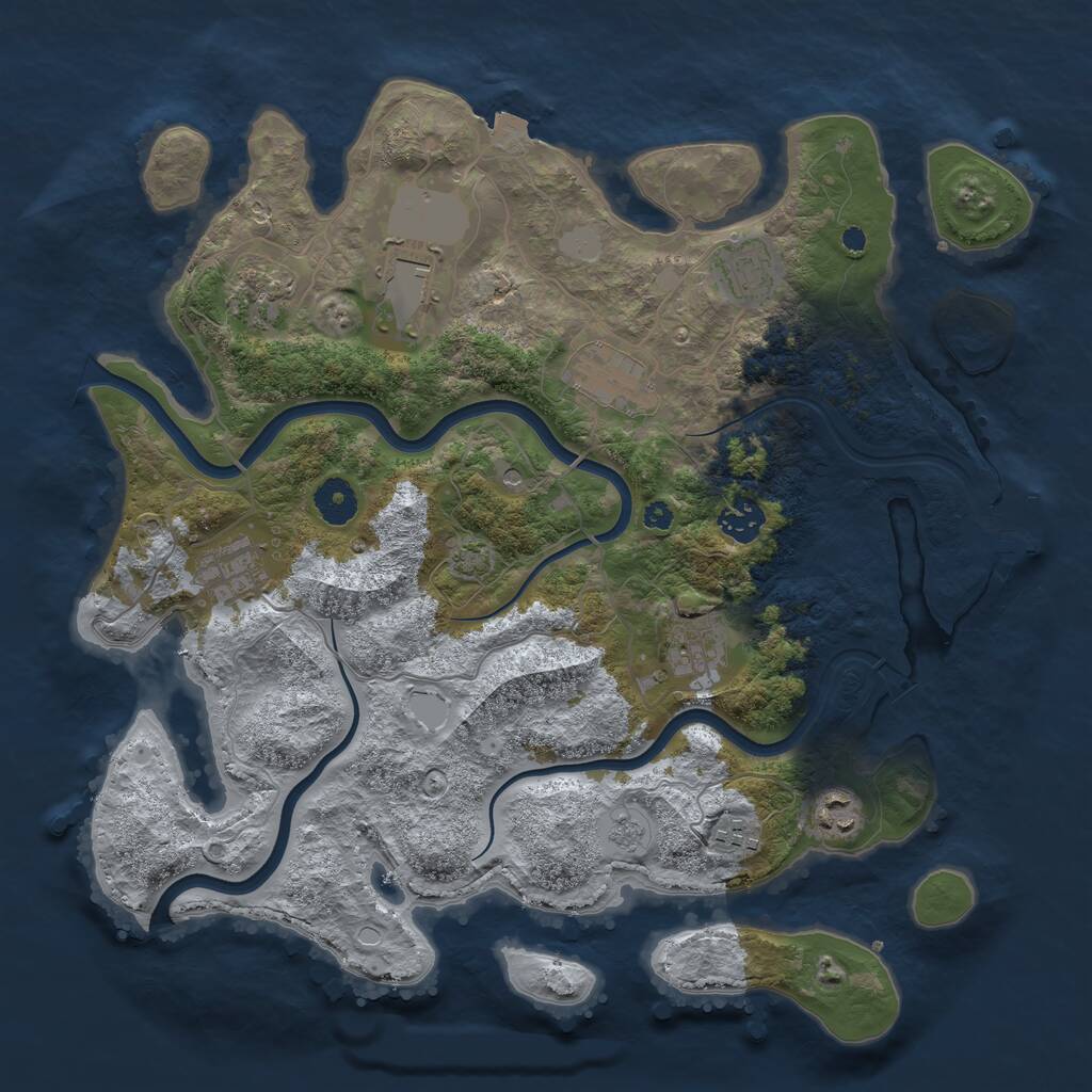 Rust Map: Procedural Map, Size: 3750, Seed: 912924, 14 Monuments