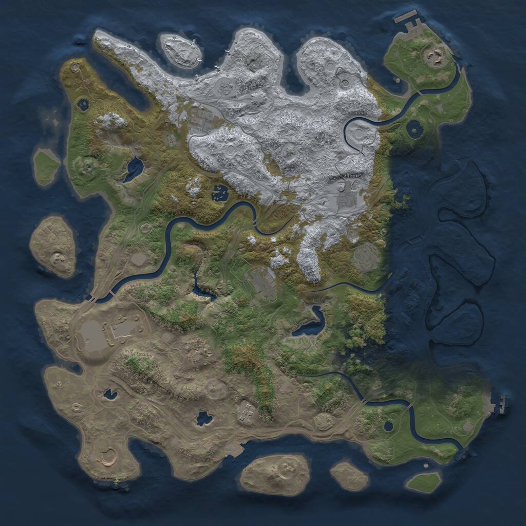Rust Map: Procedural Map, Size: 4500, Seed: 270352, 16 Monuments